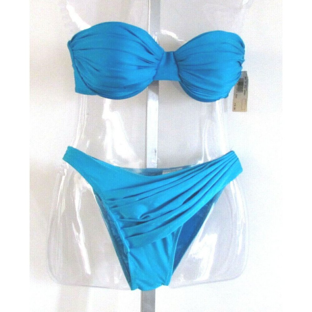 Women's Swimsuits Designer Gottex Turquoise Two Piece Rushed Bra/Bottom 2 PC